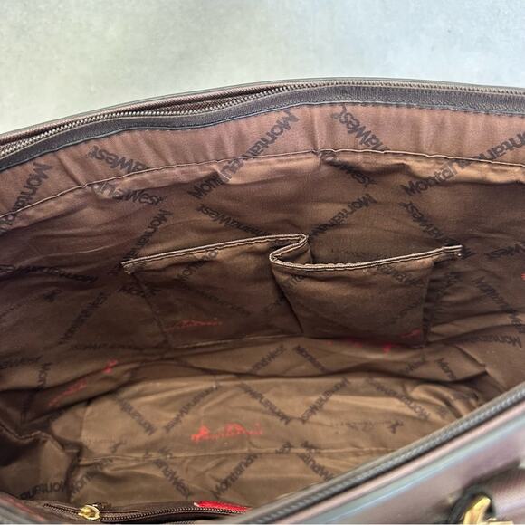 Montana West brown coated leather‎ large tote bag gold hardware - Picture 8 of 16